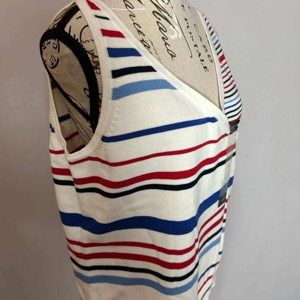 Liz Claiborne Multicolor Striped Tank Top Large Knit Top